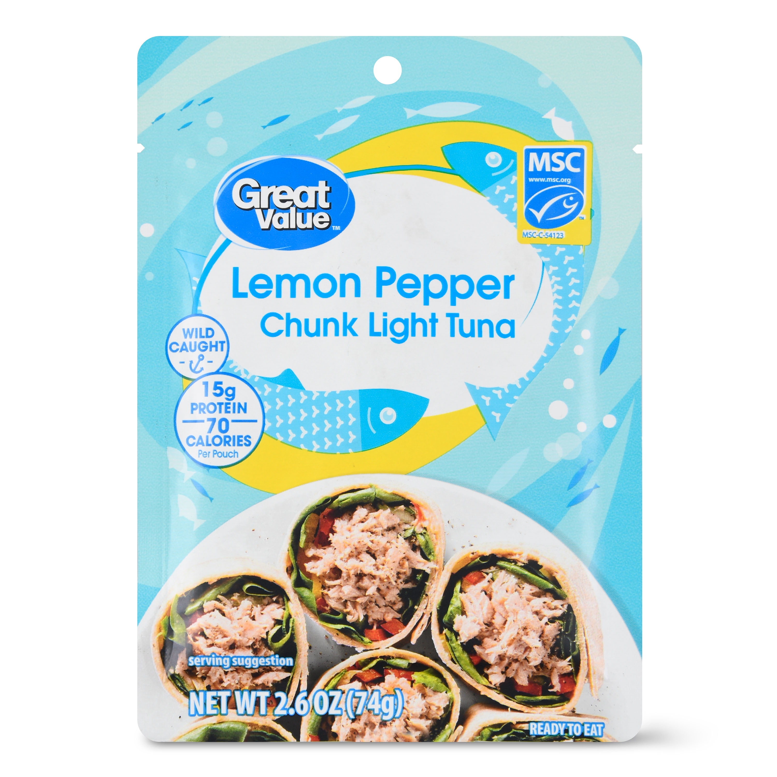 Great Value Chunk Light Tuna, Lemon Pepper, 2.6 oz