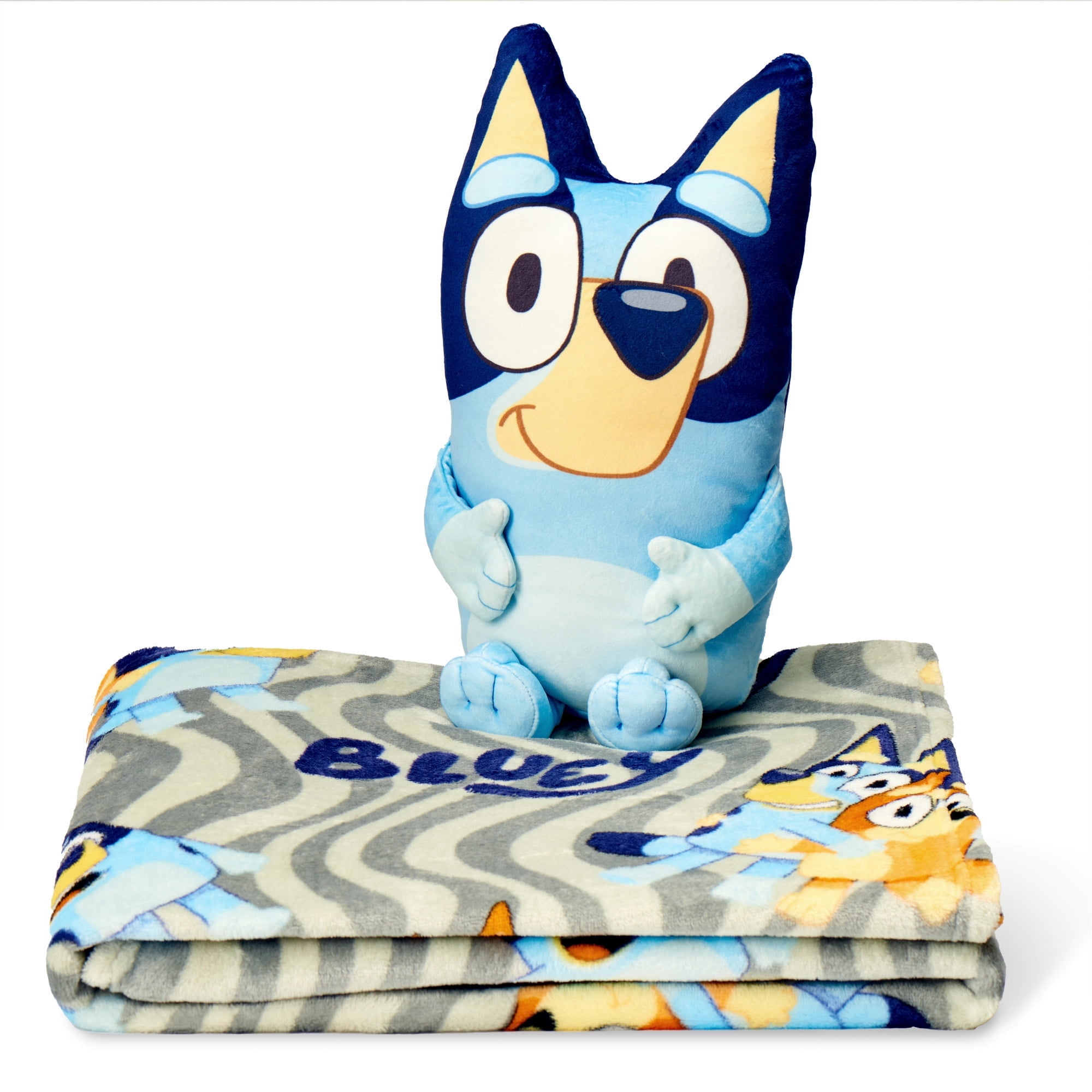 Bluey Fun Silk Touch Throw Blanket and Plush Character Hugger Set– Ultra Soft Plush Character Pillow for Kids