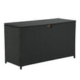 thumbnail image 2 of 120 Gallon Outdoor Storage Box with Waterproof Inner, Large Wicker Patio Storage Bin, Deck Boxes for Cushions, Garden Tools, Pool Toys, Aluminum Frame, Black, 2 of 6