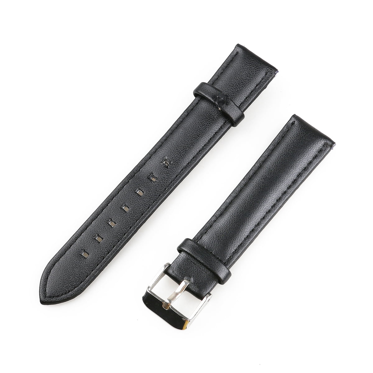 18mm Smooth Leather Watch Band Replacement Strap (Black)