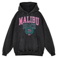thumbnail image 2 of Sudadera con capucha retro desgastada con estampado de Malibu Beach 73 Usa City para hombre, ropa cálida y suave, sudadera holgada a la moda, sudadera 100 % algodón, 2 of 4