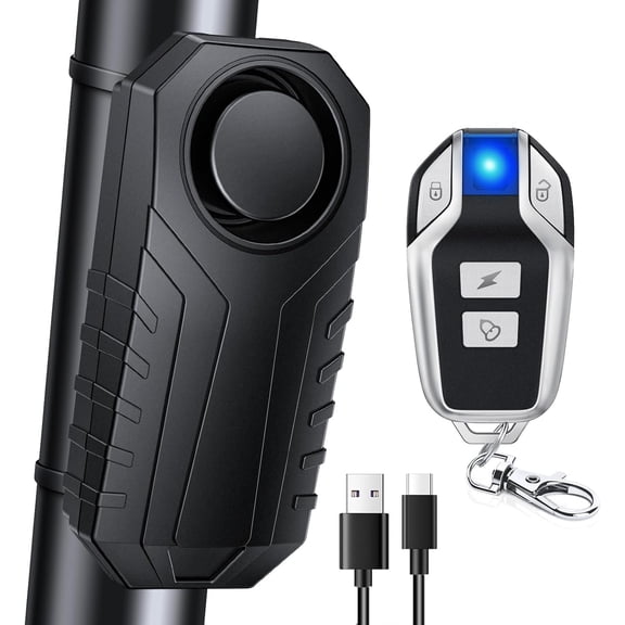 Zexmte Upgraded Rechargeable Bike Alarm, Wireless Vibration Motion Sensor Antitheft Bike Alarm, IP65 Waterproof Motorcycle Alarm with Remote, Bike Accessories, for Ebikes Bike Scooter Car