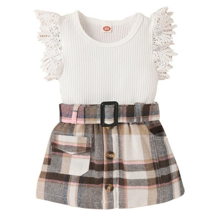 

Zukuco Kids Toddler Baby Girls Summer Outfits Sleeveless Ribbed Knit Tank Tops Mini Skirt Set