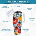 thumbnail image 2 of Yayeee 30oz Stainless Steel Tumbler with Straw and Handle Double-Wall Insulated Travel Water Bottle, Yellow Floral Tomatoes, 2 of 8