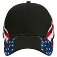 thumbnail image 2 of OTTO CAP 6 Panel Low Profile American Flag Patriot USA Baseball Cap, Black with 2 American Flag Theme Flames on the Sides, 2 of 3