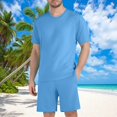 thumbnail image 2 of Plus Size Big & Tall, Men's 2 Piece Set Quick Dry Casual Cotton Shorts & T-Shirt, Athletic Running Gym Workout Fitness Beach Sets | TOPLIU,Sky Blue 2XL, 2 of 7