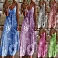 thumbnail image 4 of Robe Boho à Bretelles Spaghetti Florale Vintage Imprimé Floral Sans Manches Longue Maxi Robes Été Plage Vacances Robe d'Été (Vert, P), 4 of 7