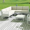 thumbnail image 4 of Luxury Commercial Living 30" White Outdoor Patio Extension Lounge Chair with Natural Sunbrella, 4 of 5