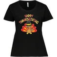 thumbnail image 3 of Inktastic Happy Thanksgiving Cute Turkey in Pilgrim Hat Women's Plus Size T-Shirt, 3 of 5