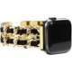 thumbnail image 1 of Gold Black Leather Gold Chain, Double Row Metal Strap for Women Compatible with Apple Watch Band 42mm 44mm 45mm, iWatch Series 8/7/6/5/4/3/2/1/SE Stainless Steel Strap ( 2022/2020), 1 of 5