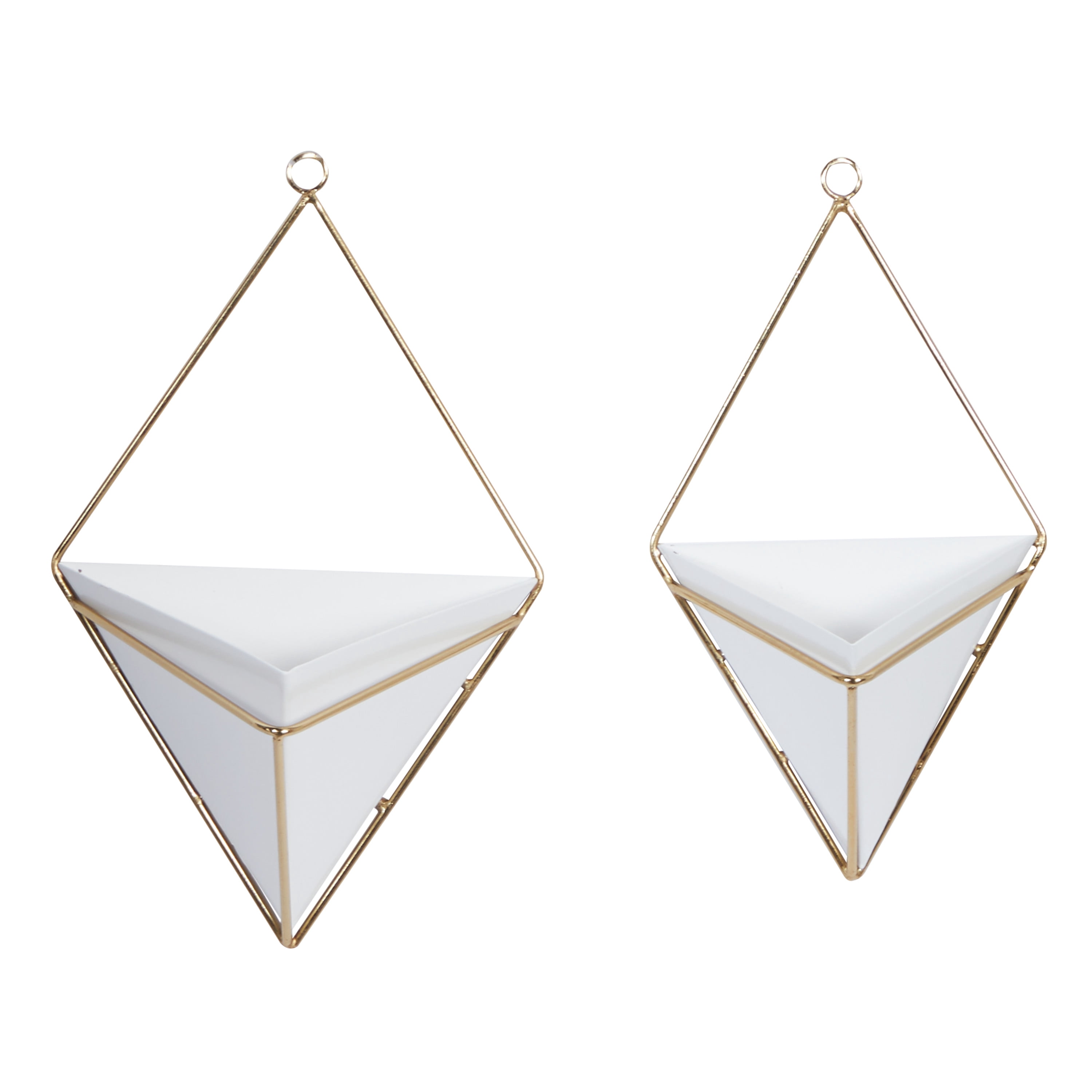 CosmoLiving by Cosmopolitan 8"W, 13"H Pyramid White Metal Indoor Outdoor Triangle Geometric Wall Planter (2 Count)