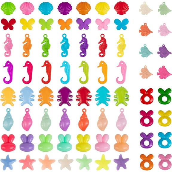 Opaque Acrylic Beads & Pendants Mixed Shape Mixed color 14x10.8x3cm total: 208pcs/box