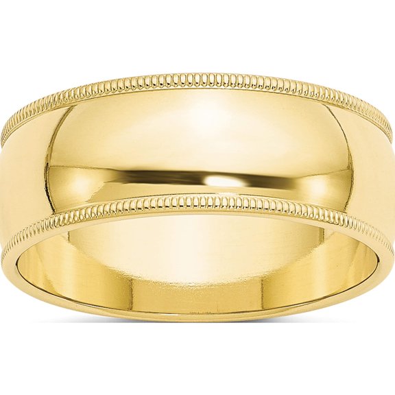 10K Yellow Gold 10Ky 8mm Milgrain Half Round Band Size 4 Made In United States 1m080-4