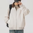 thumbnail image 4 of Maoxin Men's Coats and Jackets Men's Vintage Motorcycle Corduroy Solid Color Zipper Pocket Long Sleeved Casual Jacket White XL, 4 of 6
