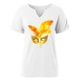 thumbnail image 5 of Craaazy Mardi Gras Shirts for Women Short Sleeve Casual Carnival Printed V-neck T-shirts Gifts, 5 of 6