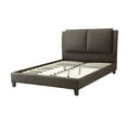 thumbnail image 6 of Brown Faux Leather Queen Size Bed Upholstered Headboard Trasitional Style Bedroom Platform 1pc Bed Furniture Slats, 6 of 9