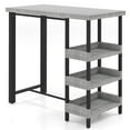 thumbnail image 1 of Costway 43.5" Outdoor Bar Table with Tempered Glass Top & 3 Rattan Shelves Storage, 1 of 10