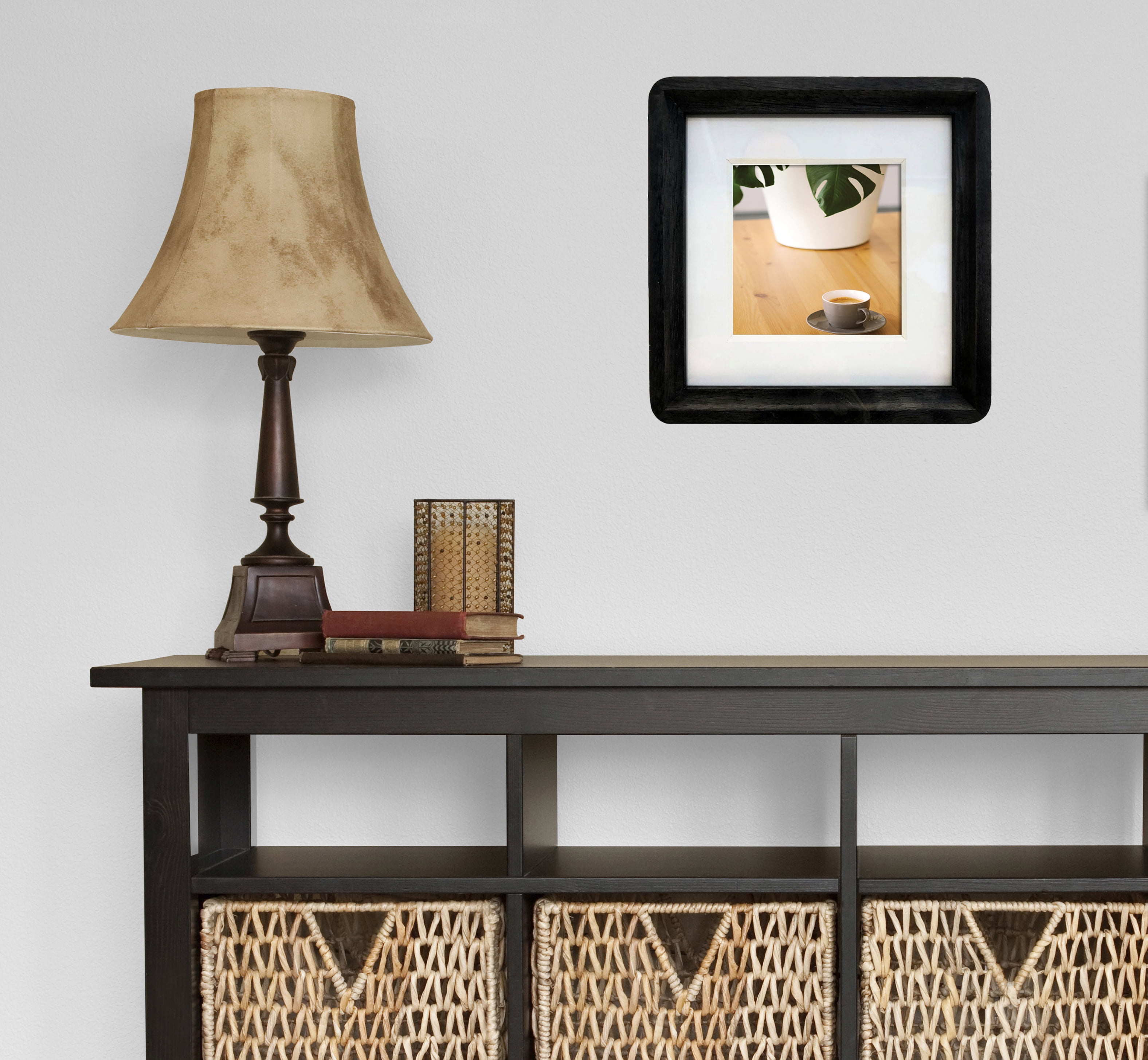 Hometrends Curved Edge 7x7in Black Decorative Wood Frame, Decorative Tabletop and Wall Picture Frame