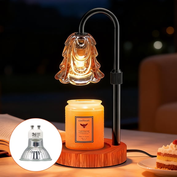 KIMIUP Candle Warmer Lamp with Timer, Adjustable Height & Dimmable - Flameless Wax Warmer Melts Jar Candles Safely, Modern Table Lamp for Bedroom Living Room Home Decor (Gradient Gold)