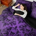 thumbnail image 4 of Manfei Victorian Damask Twin Bedding Sets, Black Purple Bohemian Bedding Comforter Set, Halloween Sugar Skull Sheet Sets, Ultra Soft Home Decor Reversible 7 Pieces, 4 of 8