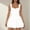 White, variant on HOMBOM Fit Flare Dresses for Women 2025 New Arrivals Mini Black Pleated Layered Look Solid Square Neckline Tiered Hem Dresses Women