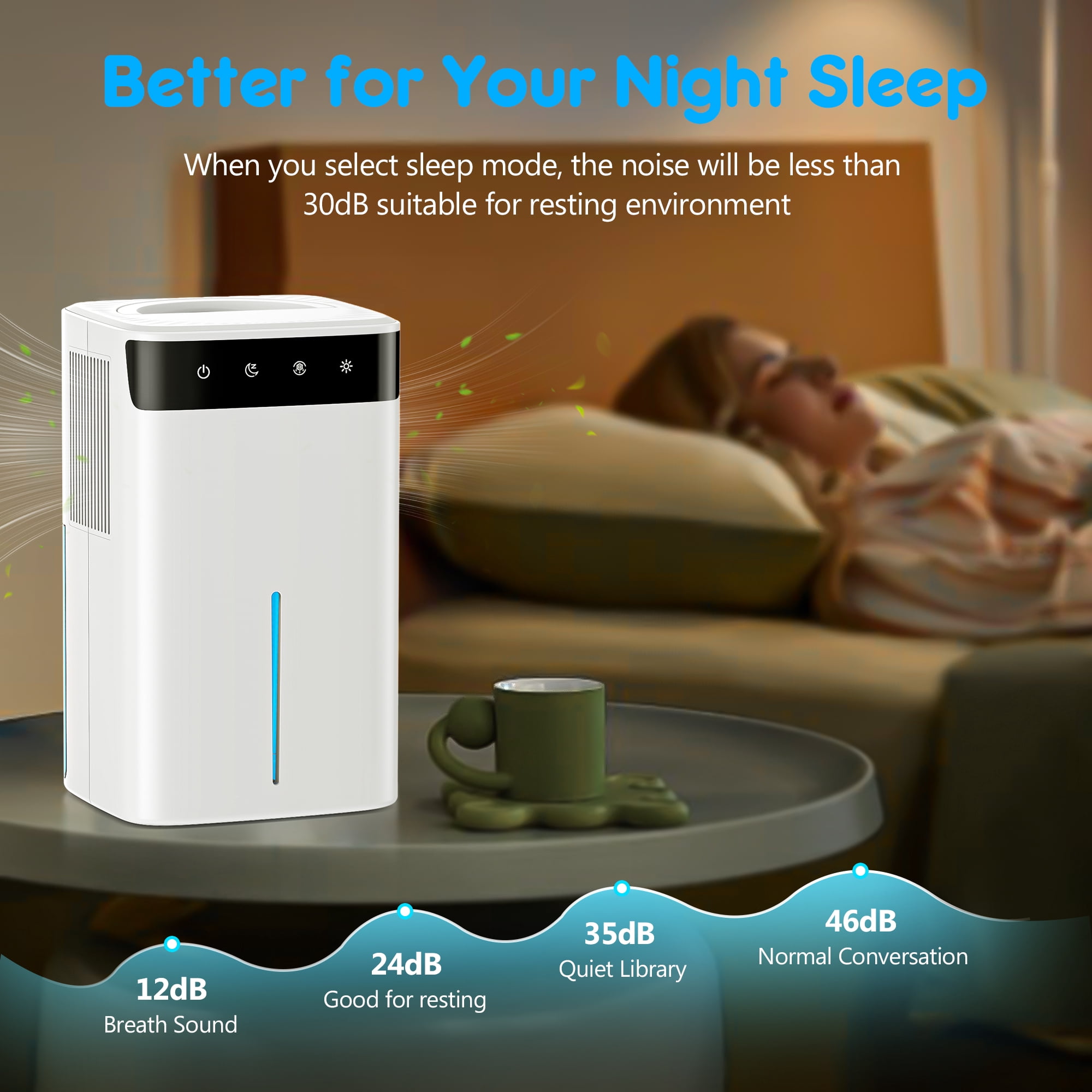 Aootek Dehumidifier,Small Dehumidifier for Home,LED Light,Automatic Defrosting,Ultra Quiet,Up to 1200 Sq ft