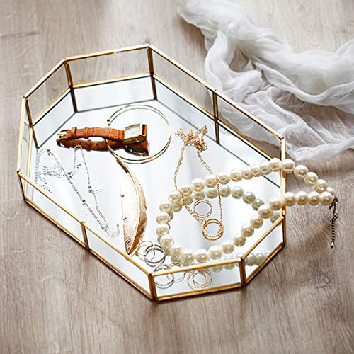 Tray Mirror Gold Perfume, Mirrored Vanity Tray For Dresser