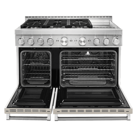 KitchenAid - 6.3 Cu. Ft. Slide-In Double Oven Gas True Convection Range with Self-Cleaning and Griddle - Milkshake