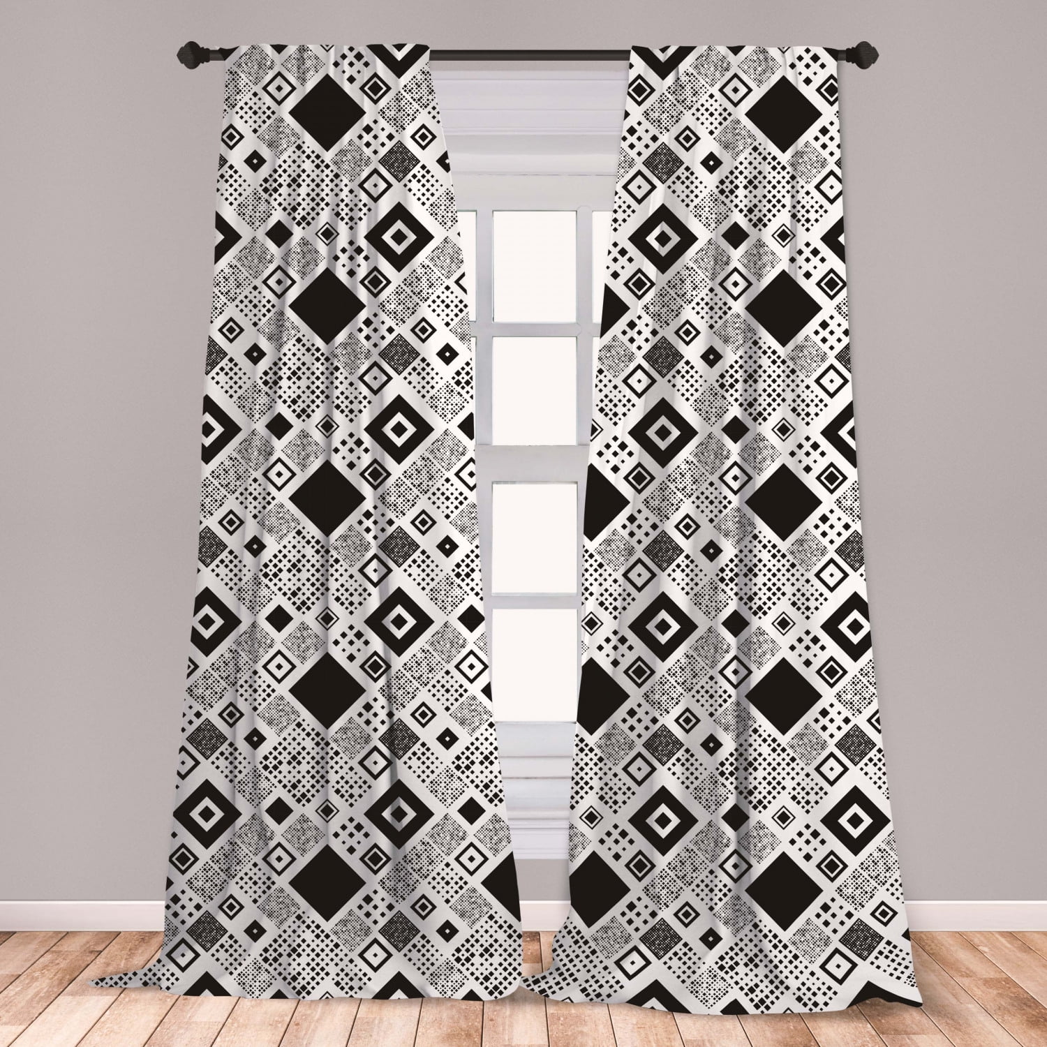 Black And White Curtains 2 Panels Set