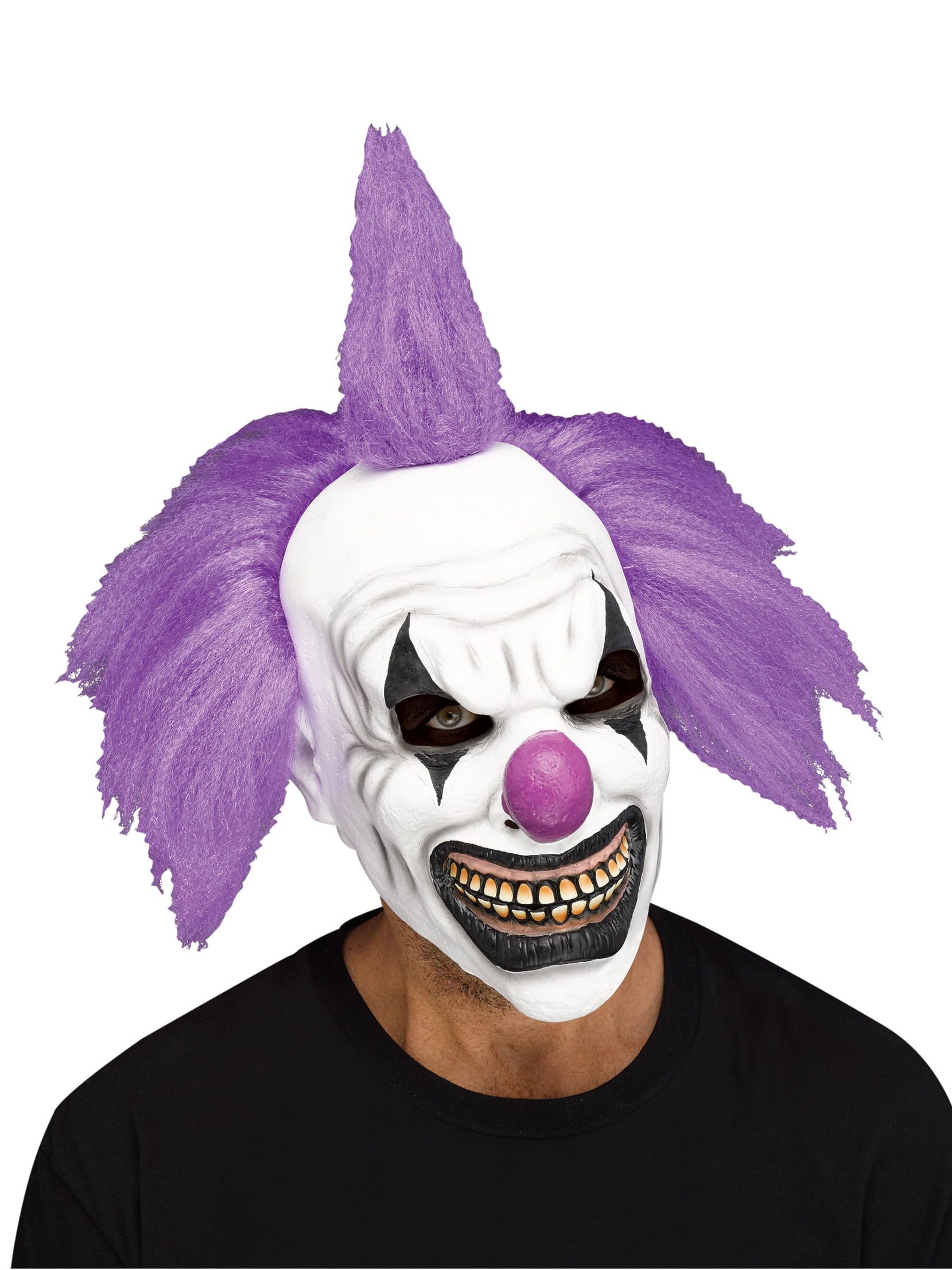 Hooligan Clown OverHead Costume Mask w Attached Hair, OneSize, Purple