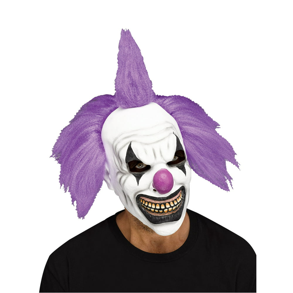 Hooligan Clown Over-Head Costume Mask w Attached Hair, One-Size, Purple ...