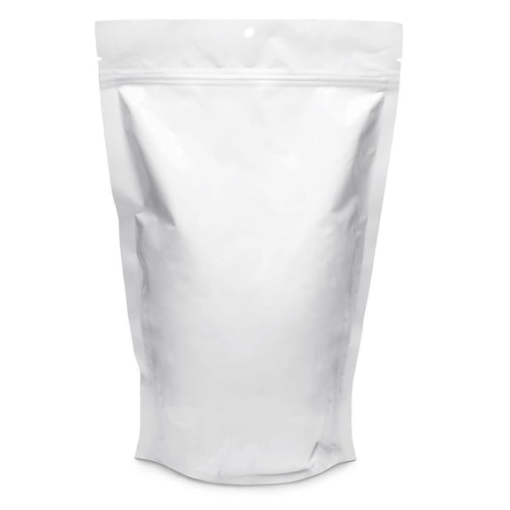 100 pcs 7.5"x11.5" Mylar White Aluminum Foil Resealable Stand Up Bags Heat Seal Zipper Lock Reusable Storage Pouches for Zip Food Storage Lock Packaging with Tear Notches