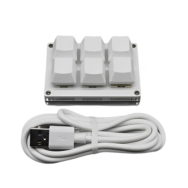 Methold Teclado para juegos de 6 botones para el hogar, Mini teclado USB portátil, copia a prueba de polvo, teclado programable, accesorios para Videojuegos y accesorios Blanco
