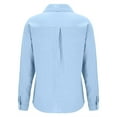 thumbnail image 5 of Blue Women Shirts, Womens Cotton Linen Down Shirt 2025 Spring Casual Long Sleeve Solid Color Shirts Loose Work Tops With Pockets,Women Shirts XL, 5 of 5
