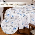 thumbnail image 3 of Blue Oval Tablecloth 60X84 Inch Green Floral Table Cloth Waterproof Spill-Proof & Oil-Proof Table Cover for Indoor Outdoor Party Decor, 3 of 6