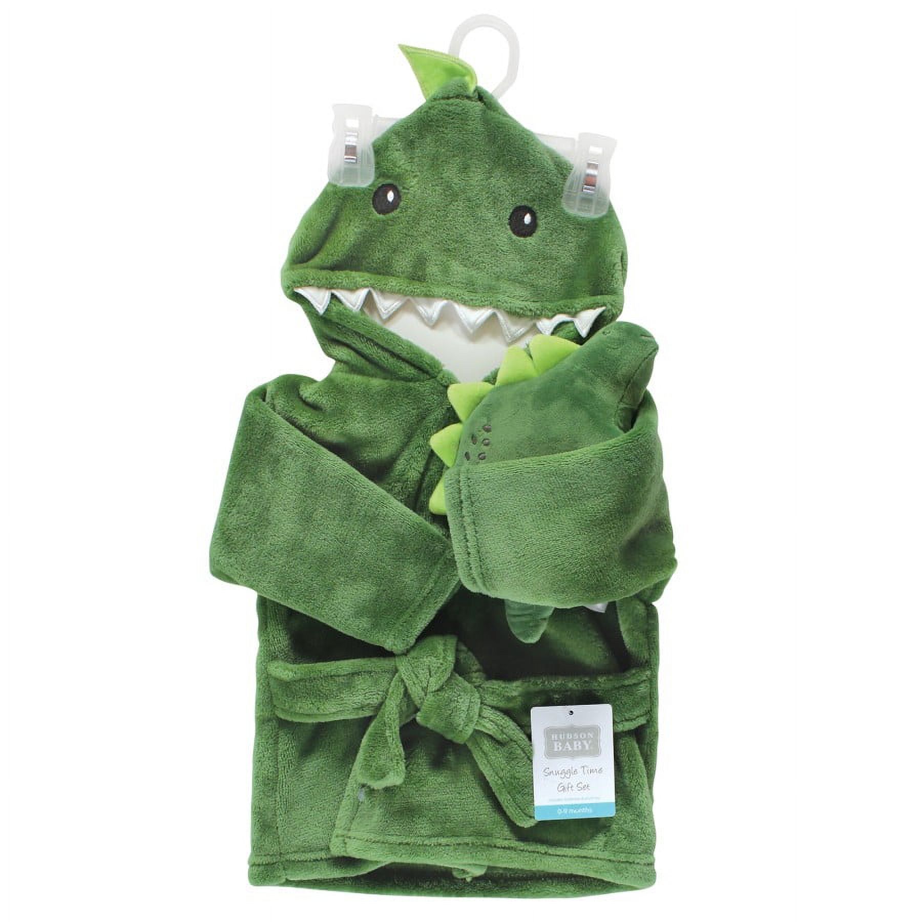 Hudson Baby Infant Boy Plush Bathrobe and Toy Set, Dinosaur, One Size