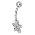 thumbnail image 6 of No Boundaries Women's Stainless Steel Flower Belly Ring, 6 of 8