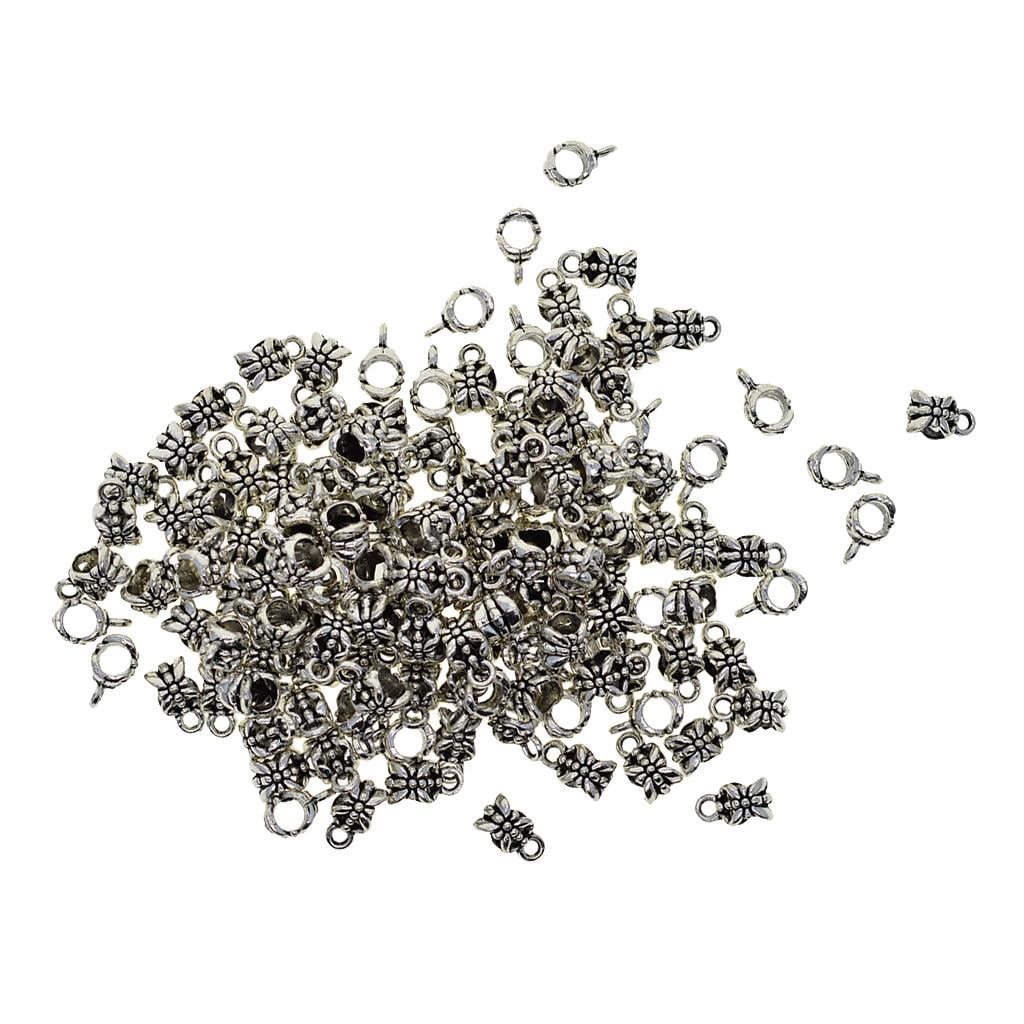 HOMYL 2x100Piece Tibetan Hanger Bail Tube Beads for Jewelry Making 4 Pcs