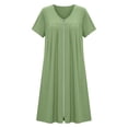thumbnail image 5 of Yeaiivve Womens' Zipper Robe Short Sleeve Bathrobes Summer Sleepwear Soft Housecoat with Pockets Zip Up House Robes Green,S, 5 of 6