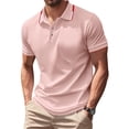 thumbnail image 5 of FOPSUFGWFO Men Polo Shirts Casual Breathable Short Sleeve Golf Shorts With Pocket Classic Fit Soft Daily Wear Blouses For Male Sports Hiking Pink L, 5 of 5