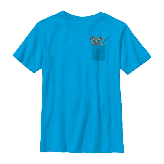 Boy's Jurassic World Raptor Pocket Print Graphic Tee Turquoise X Small