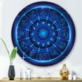thumbnail image 2 of Designart 'Zodiac Signs With Neon Deep Blue Horoscope Circle' Modern Circle Metal Wall Art 29x29 - Disc of 29, 2 of 5