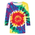 thumbnail image 5 of CYMMPU Spring Tops Crew Neck Tunic Tops Loose Fit Blouses for Women Dressy Casual Summer Trendy Shirts Tie Dye 3/4 Sleeve Ombre T-Shirts Multicolor XXXXXL, 5 of 5