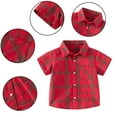 thumbnail image 3 of WOLLED 1-6Y Boys Short Sleeve Button down Shirt for Baby Toddler Summer Casual Plaid Shirt Tops, 3 of 9