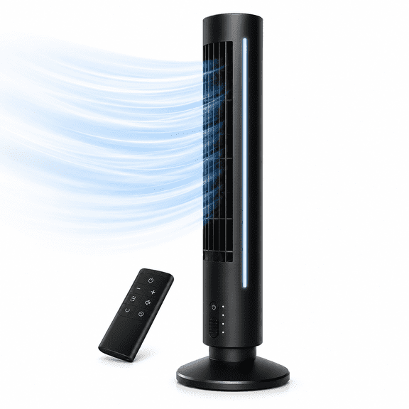 Clearance! Tower Fan for Bedroom, 90° Oscillating Bladeless Standing Fan with Remote, 12H Timer, 5 Speeds 4 Modes, Quiet Room Fan for Home Office Indoor Use