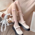 thumbnail image 6 of Byfri Polyester Bow Embroidered Sheer Tights Pink Kawaii High Waist One Size, 6 of 7
