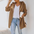 thumbnail image 4 of IROINNID Women's Comfy Mid-Length Hoodie Coat Solid Color Zip Up Long Sleeve Outwear, Khaki, 4 of 9