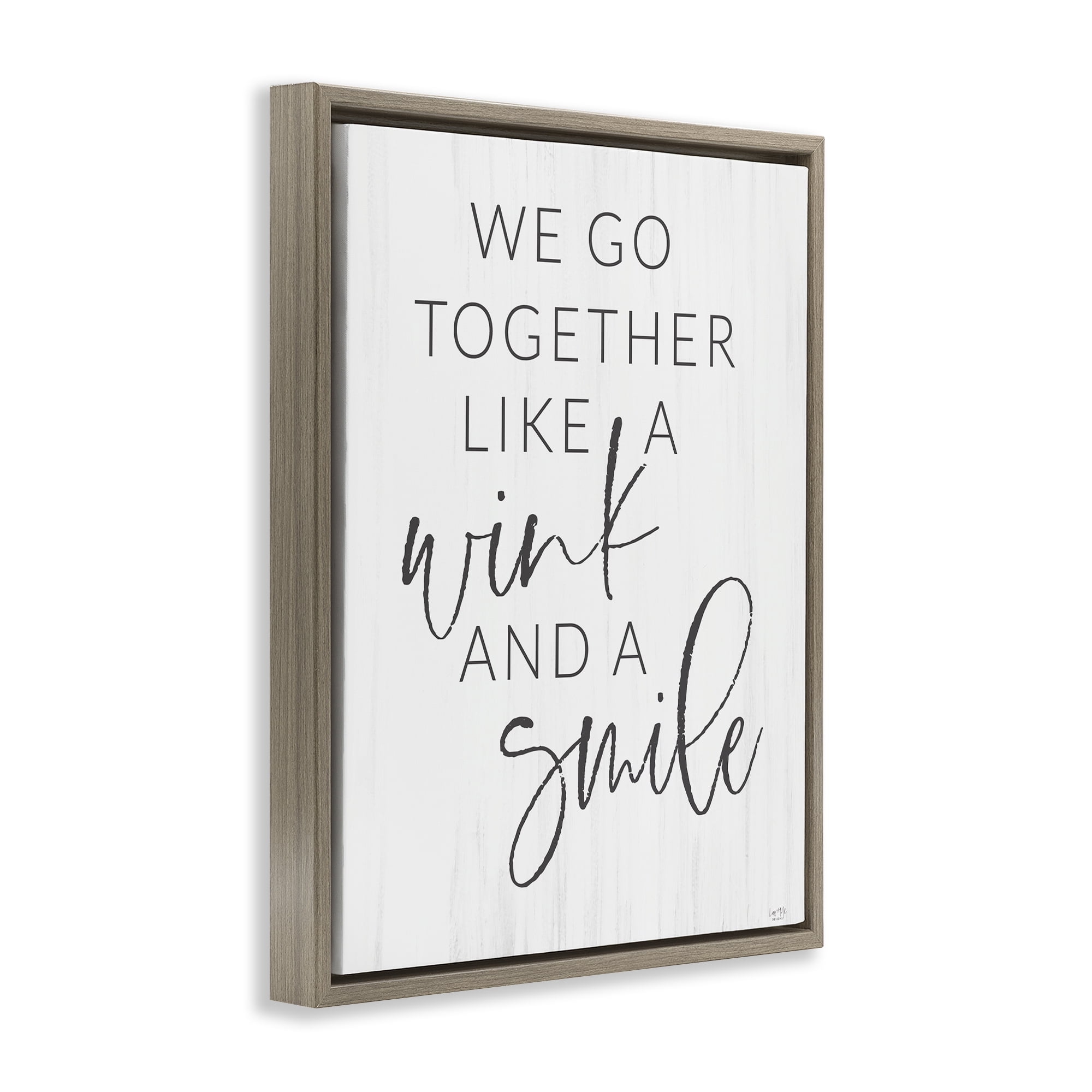 Stupell Industries Go Together Like Wink & Smile Brown Framed Floater Canvas Wall Art, design by Lux + Me Designs