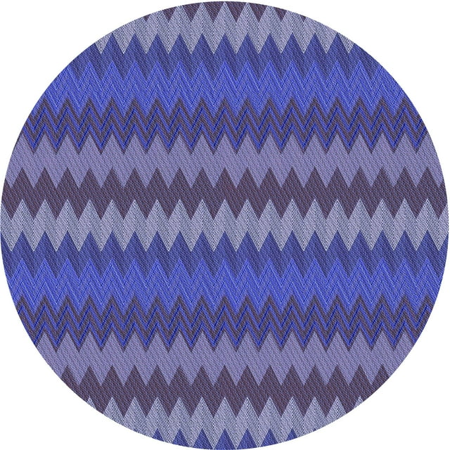 Ahgly Company Machine Washable Indoor Round Transitional Medium Slate Blue Area Rugs, 8' Round