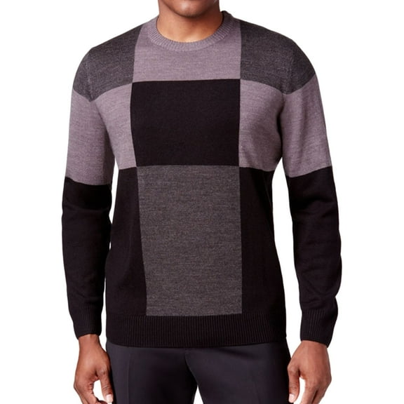 Tricots St Raphael Mens Patchwork Colorblock Pullover Sweater, Black, Large